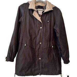 White Stag Women’s Coat Medium Black Fully Lined Plaid EUC